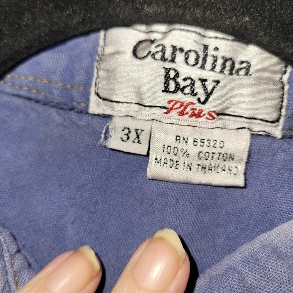Vintage Carolina Bay Plus 3X 2 Pc‎ Blue Embroidered Skirt Set Cotton Floral